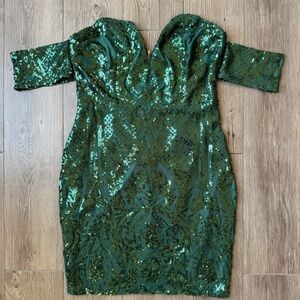 Superdown Green Sequin Mini Dress 🌲 Size M | Holiday Party Look